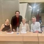 Con Cecilia Loor, Marcelo Báez, Liliana Miraglia, en el MAAC, de Guayaquil, el 27 de agosto de 2024, luego de la presentación de la novelina París 5, de Miraglia.