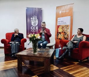Con Oswaldo Encalada Vásquez y Ángeles Martínez Donoso, en Cuenca, el 7 de mayo de 2025.