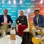 En la presentación de «Manvscrito de vna corónica inconclvsa», en la FIL Quito 2025, el 4 de junio, con Alicia Ortega y Santiago Vizcaíno.