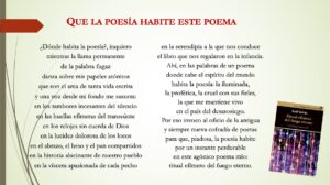 Que la poesía habite este poema